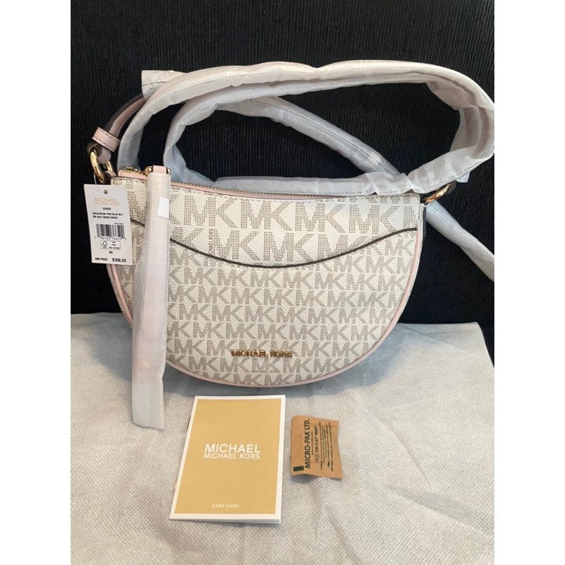 MICHAEL KORS sling bag MK dover pink blush vanilla signature crossbody tas selempang half moon bulan