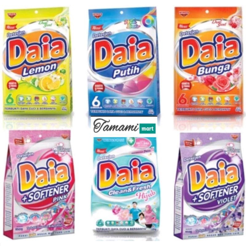 Daia detergent powder 245 gr kemasan 5000 an sabun cuci baju bubuk fresh lemon floral blossom violet