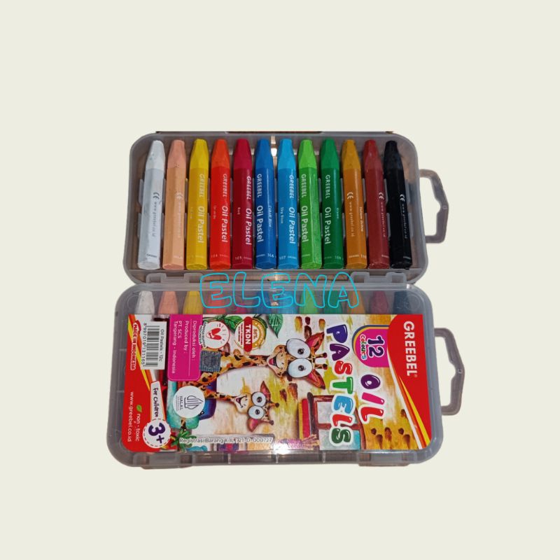 

cat crayon 12 w/oil pastel crayon greebel/minyak oil pastel 12 warna/greebel