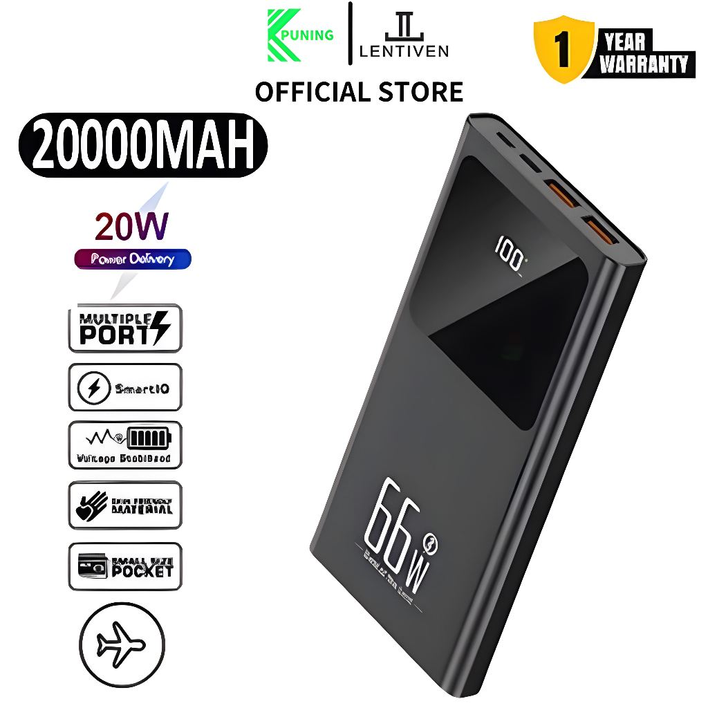 Puning Lentiven Powerbank 20000Mah Mini Size Fast Charging Type C Micro Ios 67W