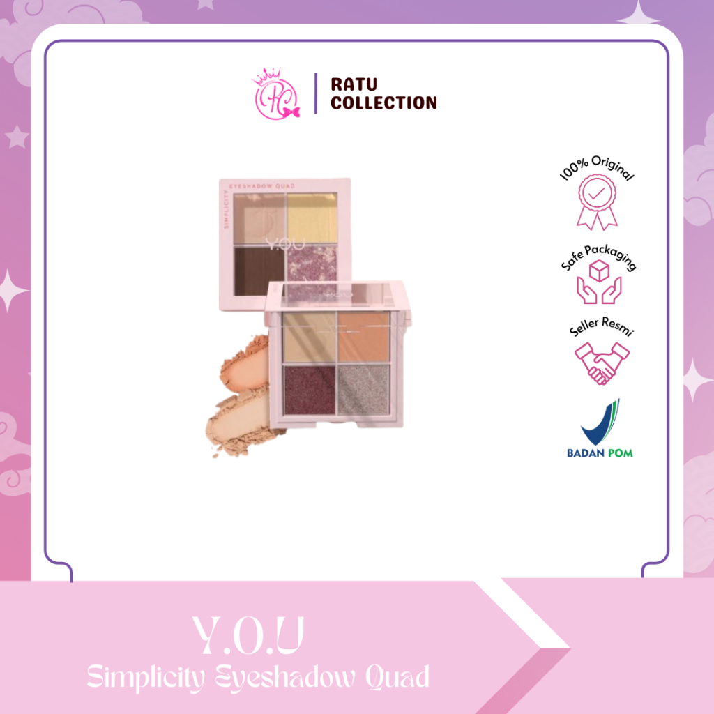 Y.O.U [NEW] YOU Simplicity Eyeshadow Quad | Makeup Palette 4 Warna | Pigmented Glitter | Kosmetik Ma
