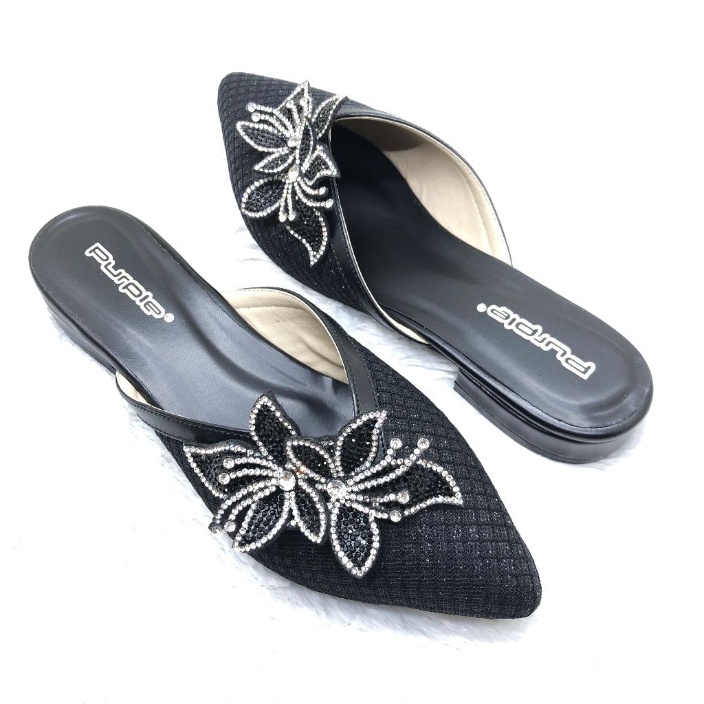 Sandal Mules Wanita Slip on Kondangan Teplek