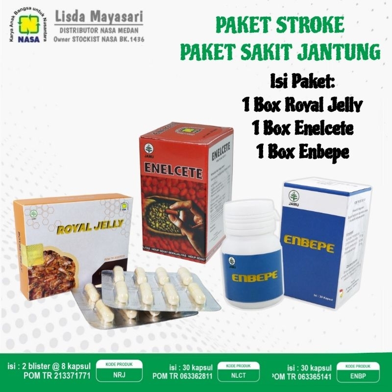 PAKET STROKE & JANTUNG ROYAL JELLY ENELCETE ENBEPE Asli Original Ori NASA Official Store Shope Obat 