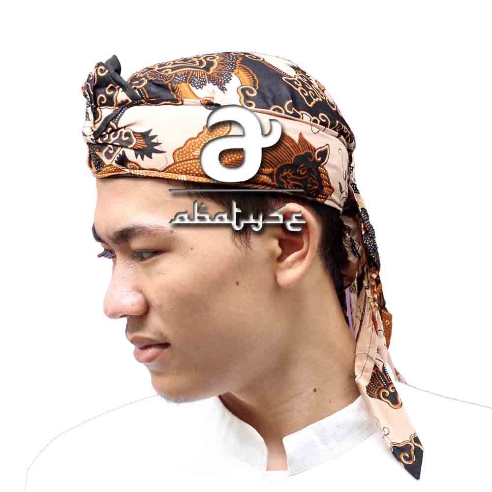 Blangkon Batik Cirebon - Tetopongan Motif Barong Coklat