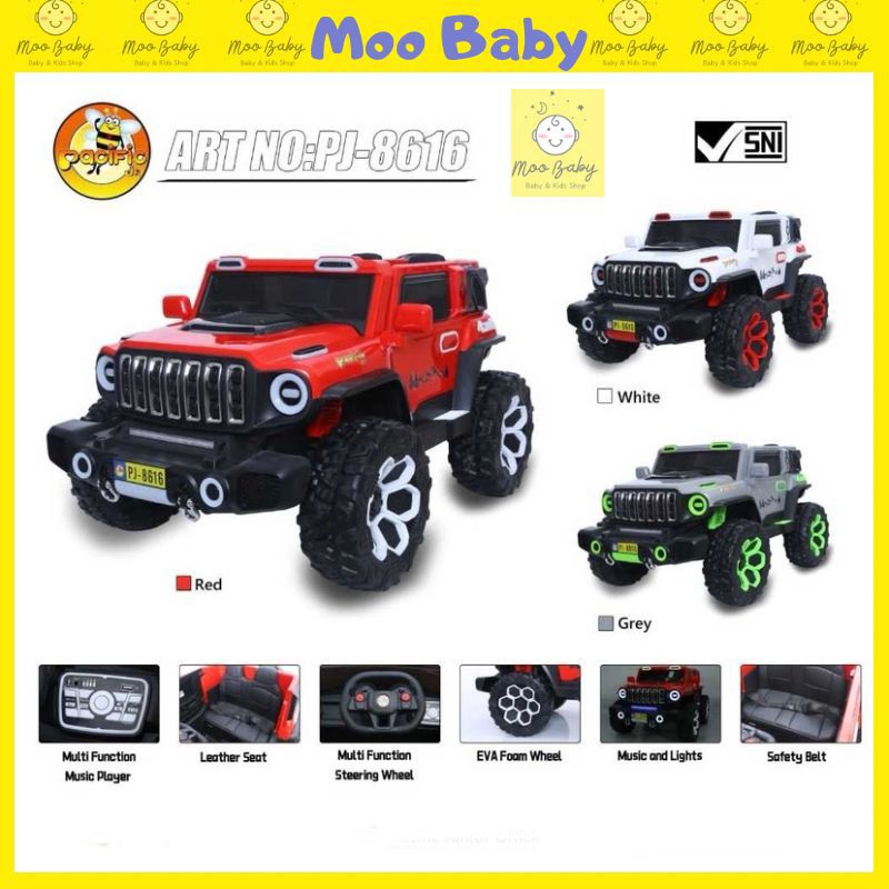 Mobil Aki Anak Jeep Pacific PJ 8616 Besar Premium Mobilan Ban karet