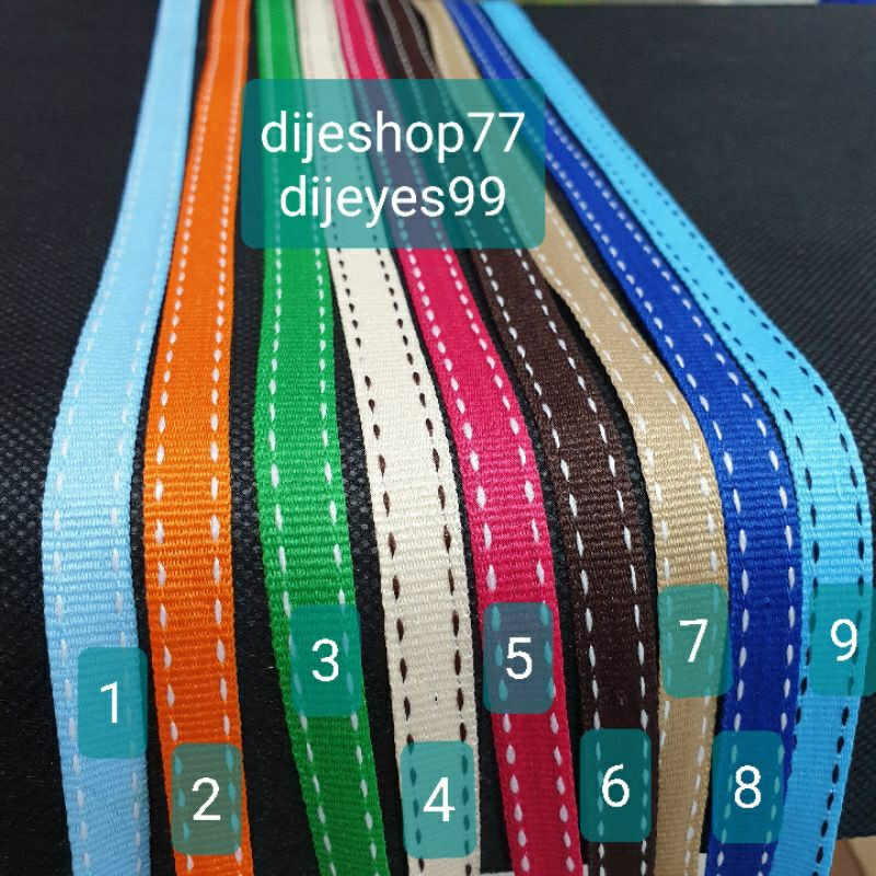 

pita list bintik 1cm Premium Ribbon ( Bukan Grossgrain ) / pita list per METER / pita bis strip / pita twill tape bisban motif webbing ribbon