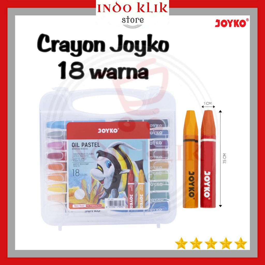 

Crayon Joyko OP-18S / Krayon minyak 18 Warna Oval / Oil Pastel Crayon Non Toxic OP 18 S