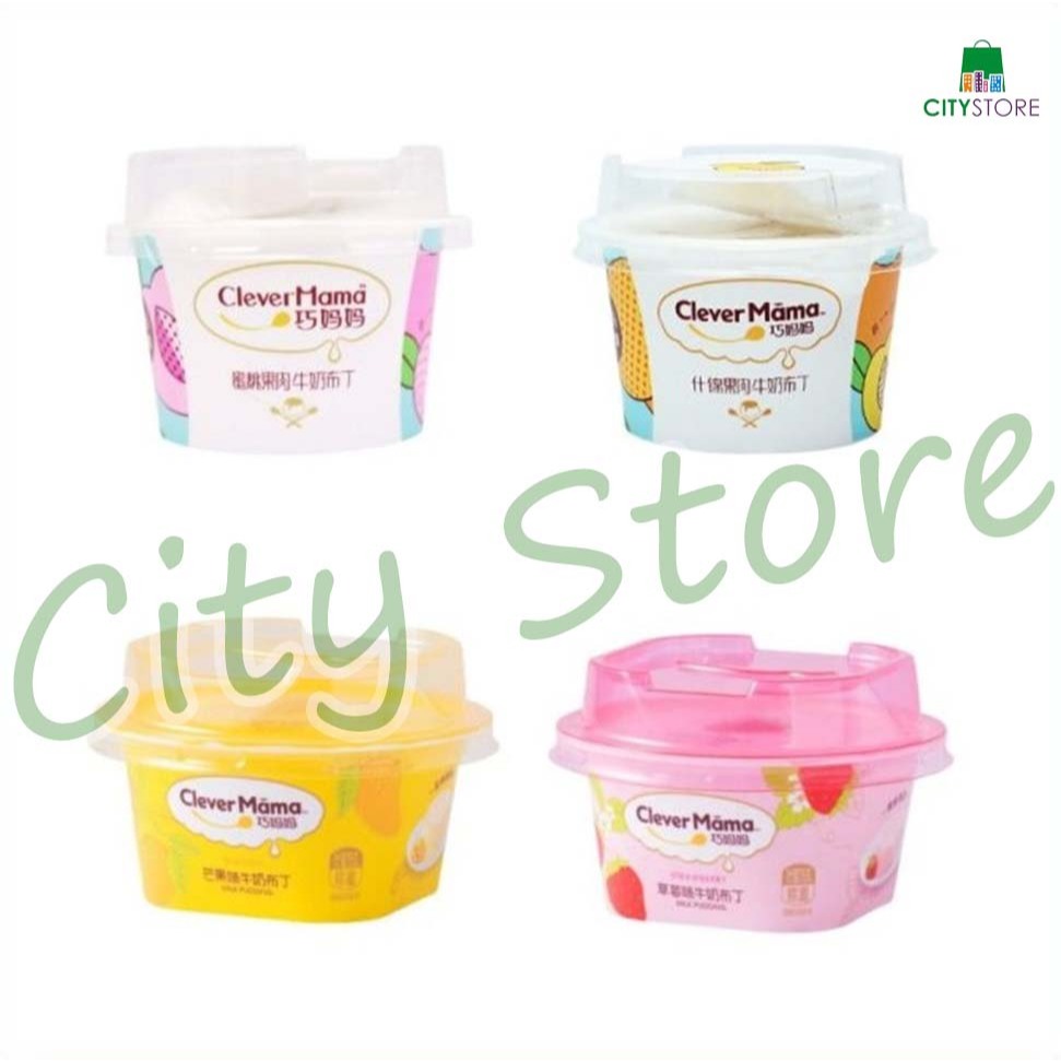 

[4 Varian Rasa] Clever Mama Pudding - Pudding Zero Gelatin - Zero Creamer - Zero Trans Fatty Acids - Milky Pudding Classic Aneka Rasa 70-85g - Mango Strawberry Assorted Fruit Pulp Peach Pulp Milk Pudding 巧妈妈 芒果味 草莓味 什锦果肉 蜜桃果肉 牛奶布丁