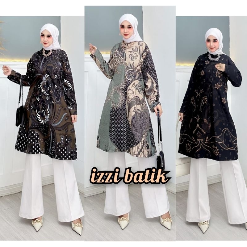 Tunik Batik Wanita Modern Premium Jumbo Terbaru Baju Seragam Kantor Guru Kerja Karyawan Kondangan