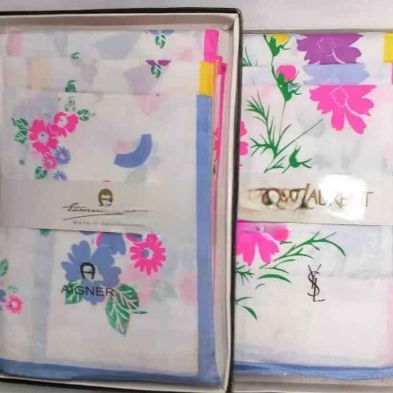 KODE P94Y Sapu Tangan Wanita Putih Bunga 6pcs