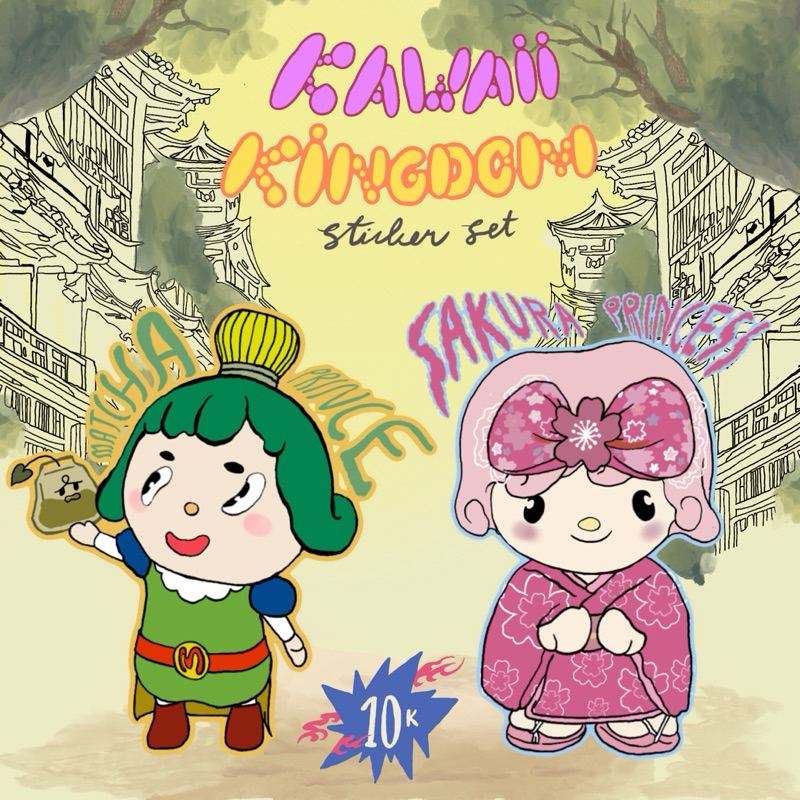 

Sticker Set Kawaii Kingdom: Matcha Prince & Sakura Princess Stiker Lucu Aesthetic Laptop Tumbler Helm Cute Jepang Lembar Waterproof Kiss Cut Japan Murah