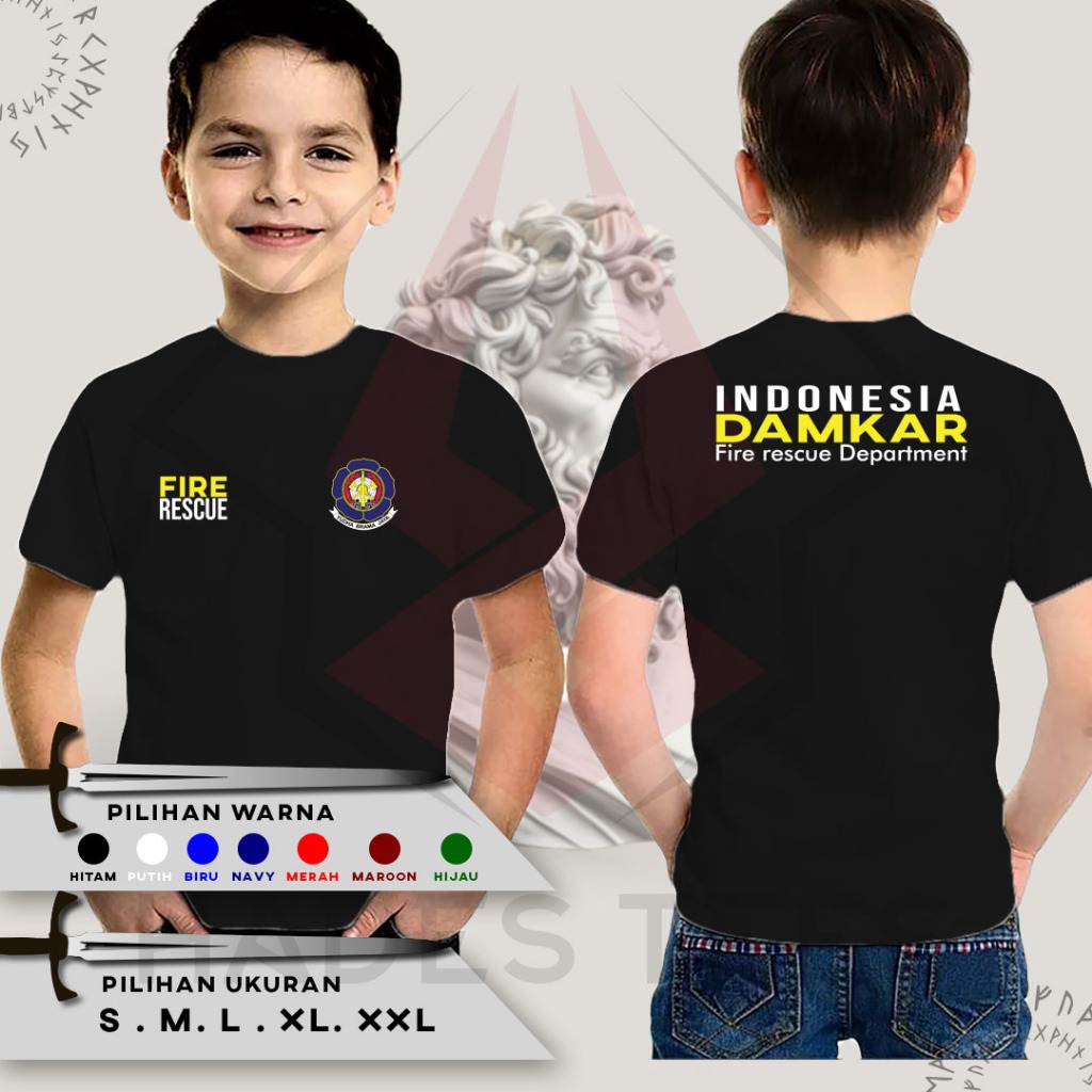 Kaos Baju Anak DAMKAR Fire Rescue Department Terbaru