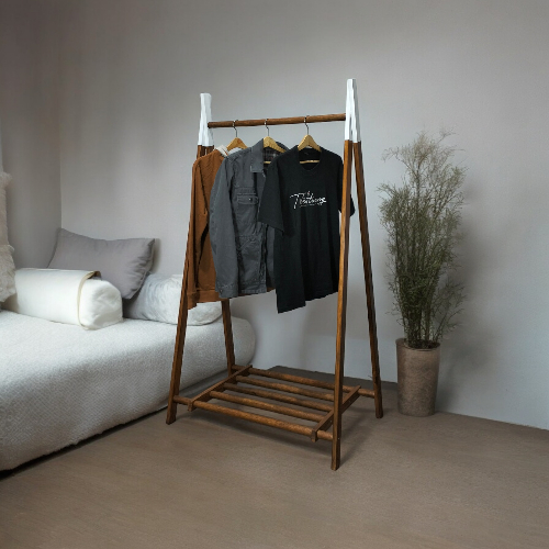 Rak baju gantung / Rak baju dewasa / Rak baju kayu /Rak pakian minimalis panjang 100 dan 80 cm