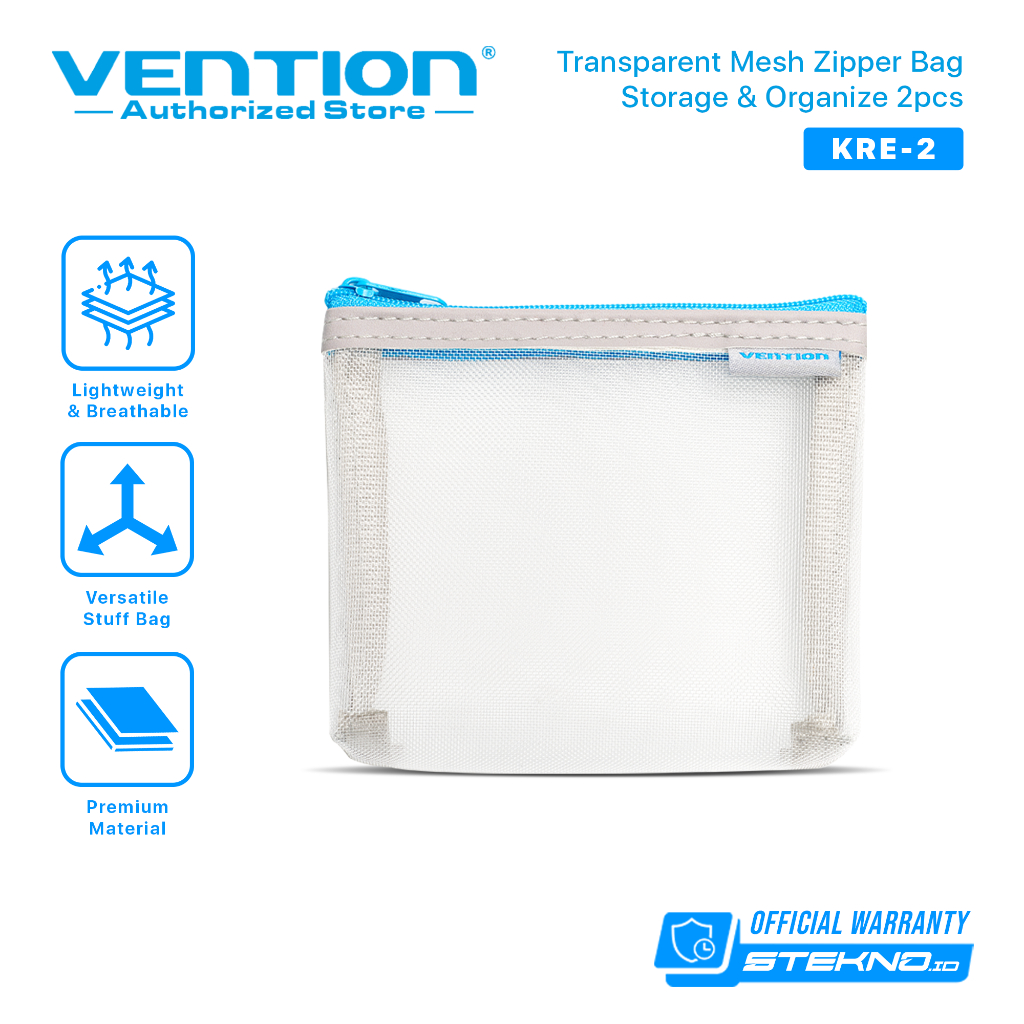 Vention Transparent Mesh Zipper Bag Map Tas Resleting Jala
