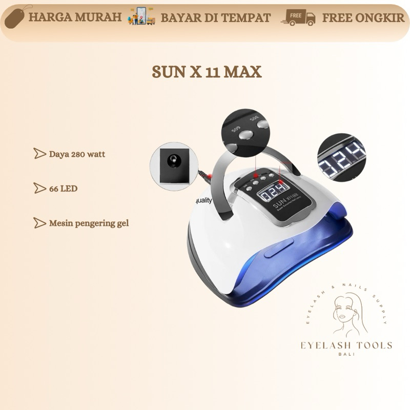 SUN X11 MAX 66LED 280WATT MESIN PENGERING UV GEL SUN X11 MAX NAIL GEL NAIL