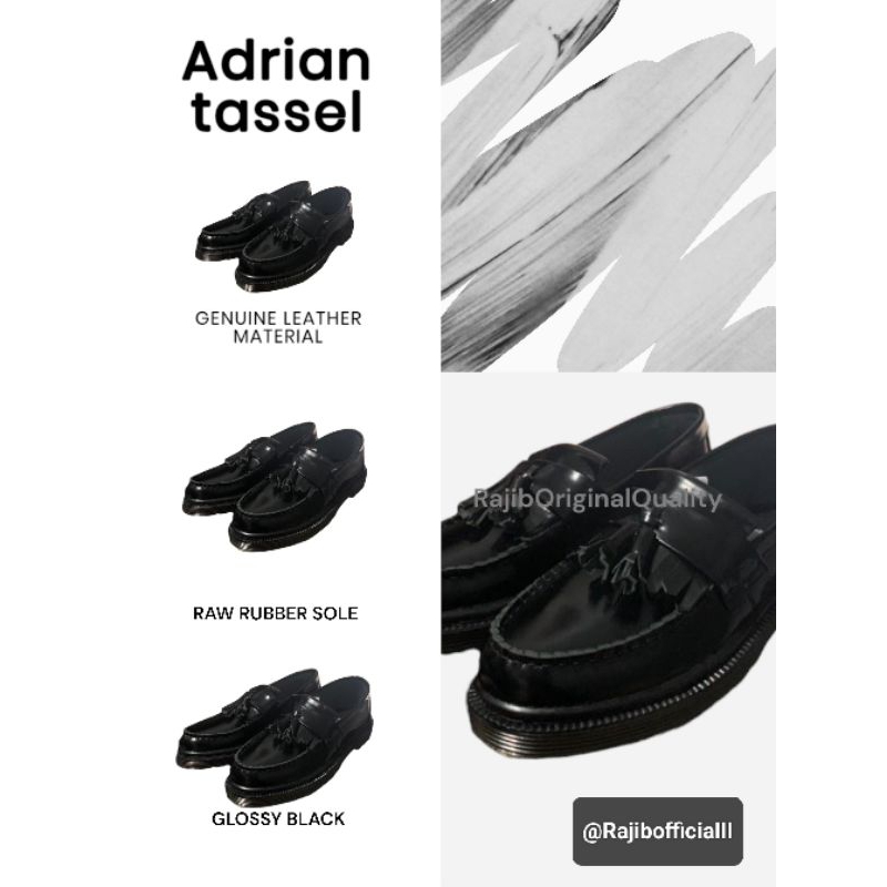 RAJIB - Sepatu Loafers Pria | Adrian tassel Kulit FULL BLACK