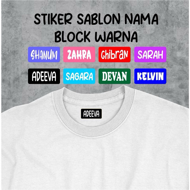 

Sticker Label Nama Kain Baju Kaos Sablon Setrika Sticker Iron Custom Tulisan (Per Pack isi 50 Pcs)