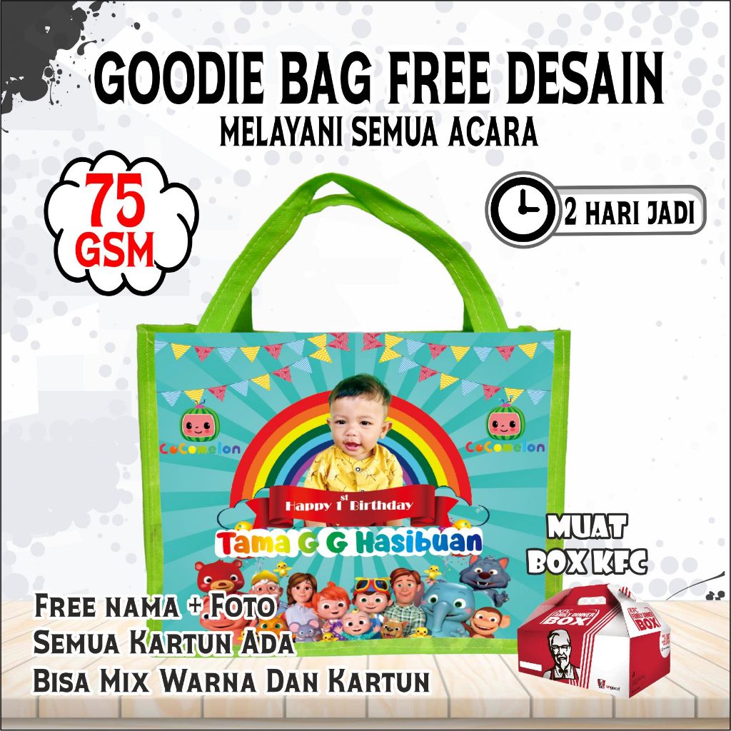 

TAS ULANG TAHUN GAMBAR COCOMELON/GOODIE BAG LEBIH PRAKTIS