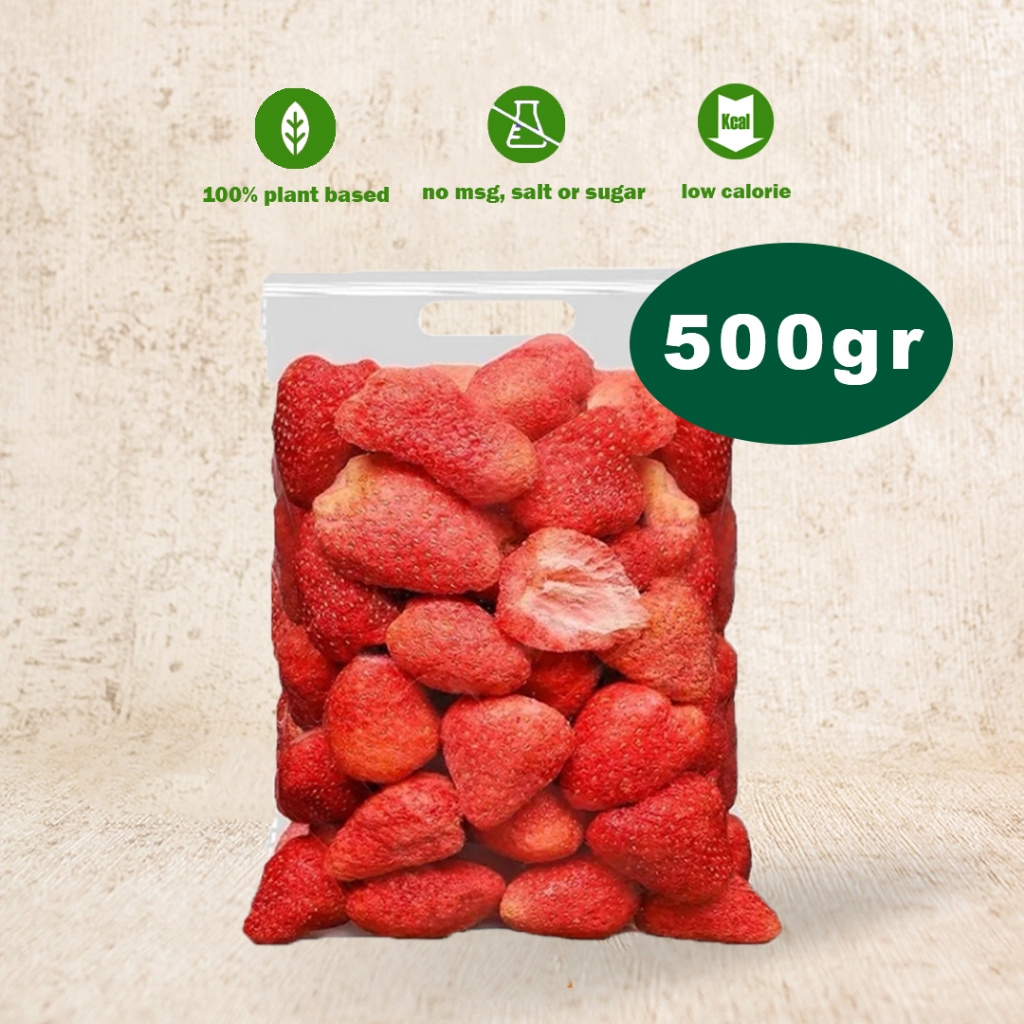 

500gr Freeze Dried Strawberry 1/2 kg Buah Kering Strawberry Cemilan Buah Freeze Dried