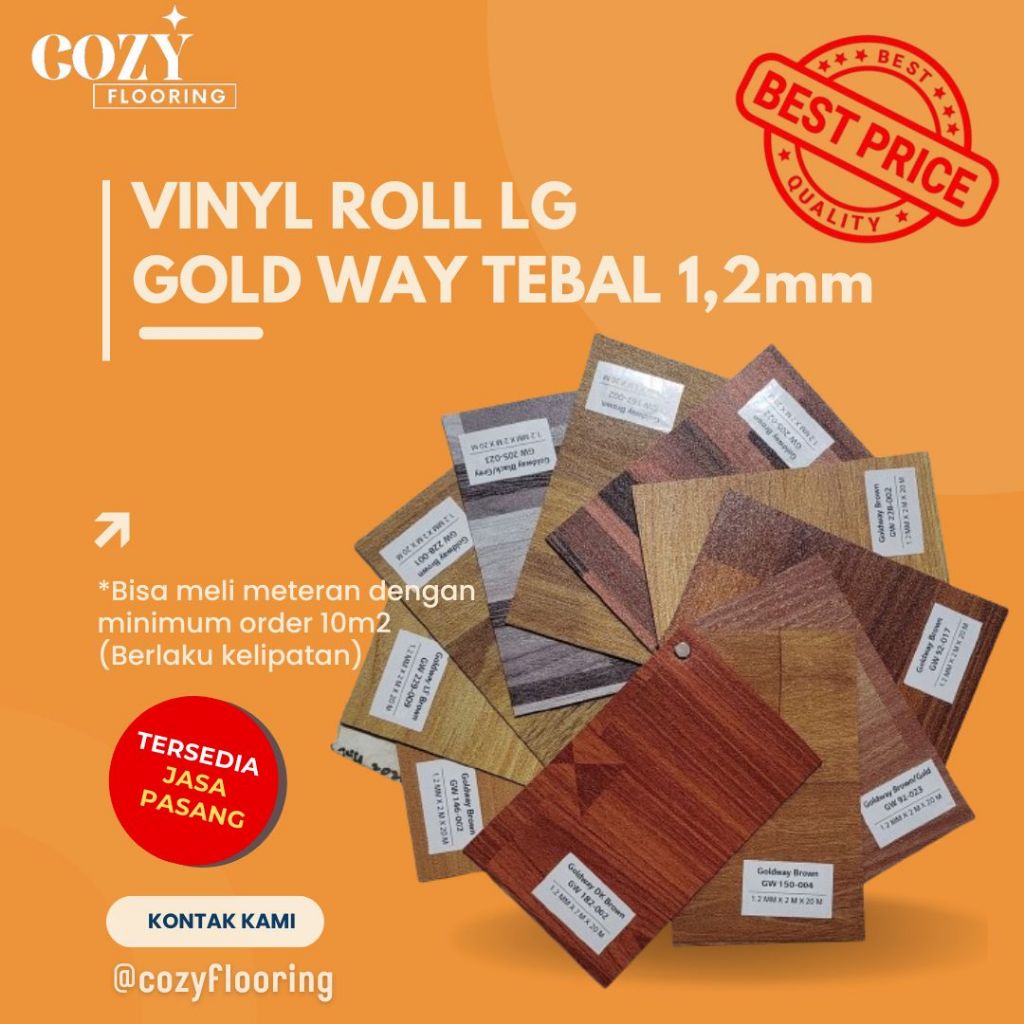 karpet vinyl/vinyl roll LG Goldway tebal 1,2mm motif kayu I Vinyl rumah best price