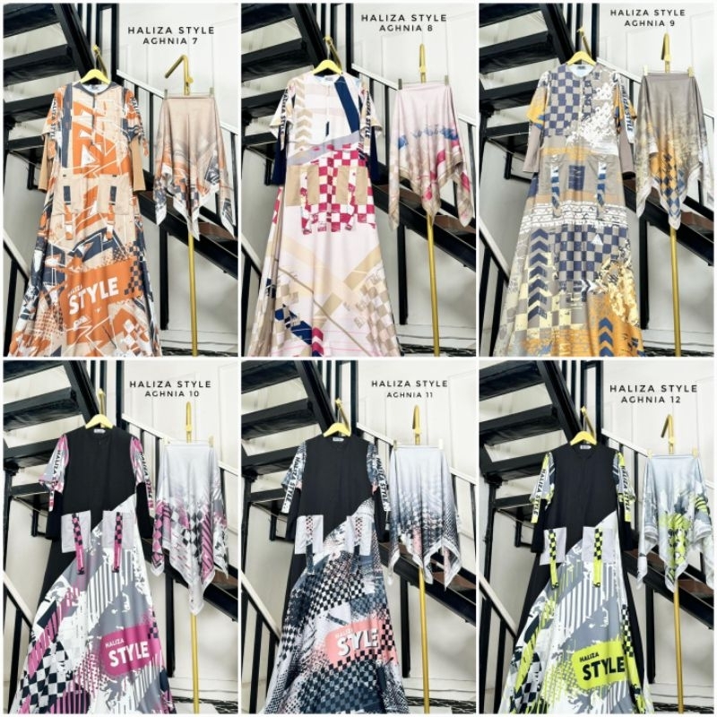 Gamis set AGHNIA Sporty set Scarf dan Bergo (Aghnia 9-12)