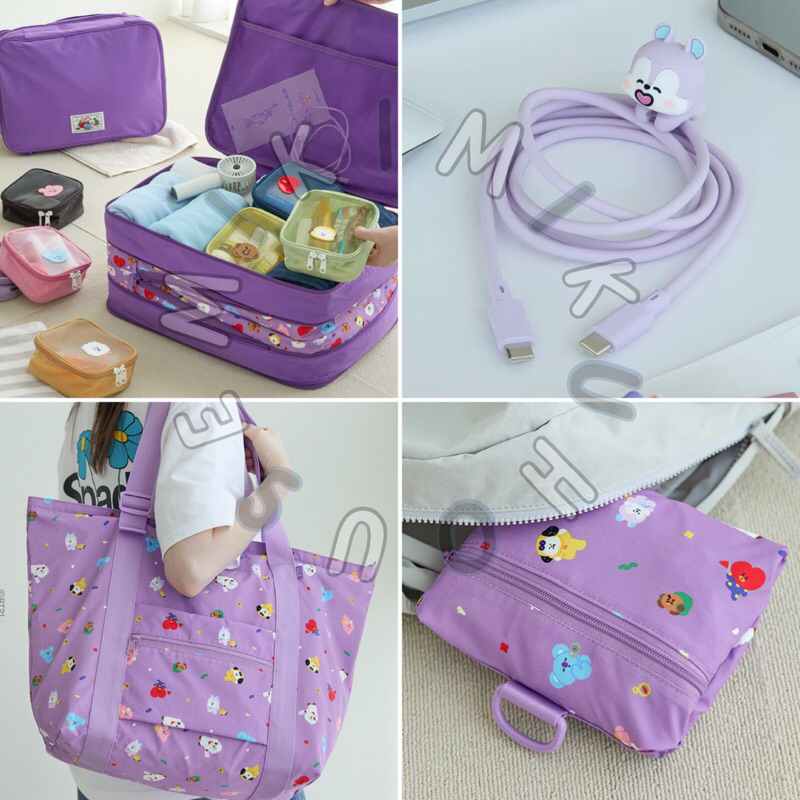BT21 TRAVEL BAG ACCESSORIES TRAVELLING EDITION FOLDING BAG POUCH EXPANDABLE PACKING ORGANIZER SET WA
