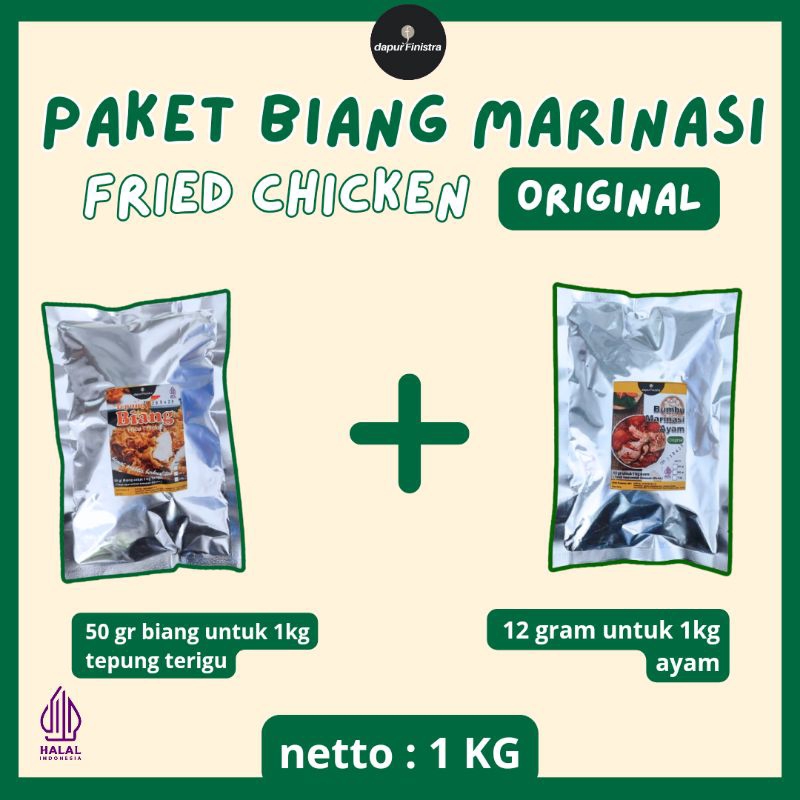 

Paket Bumbu Biang 500 gr dan Bumbu Marinasi (original) 500 gr Dapur Finistra