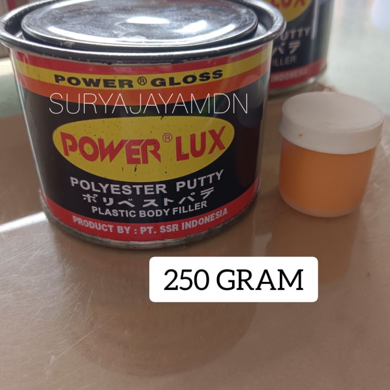 DEMPUL PLASTIK 250 GRAM POWER LUX + RESIN HARDENER