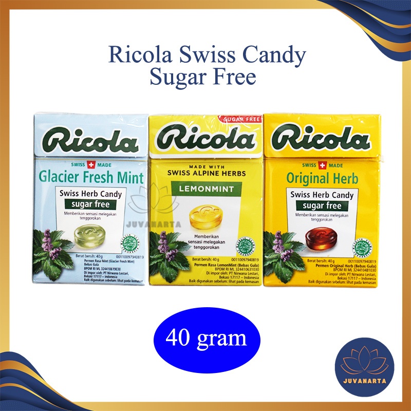 

Permen Ricola Swiss Candy Aneka Rasa Original Herb Menthol Lemon Mint Blackcurrant Sugar Free 40Gram