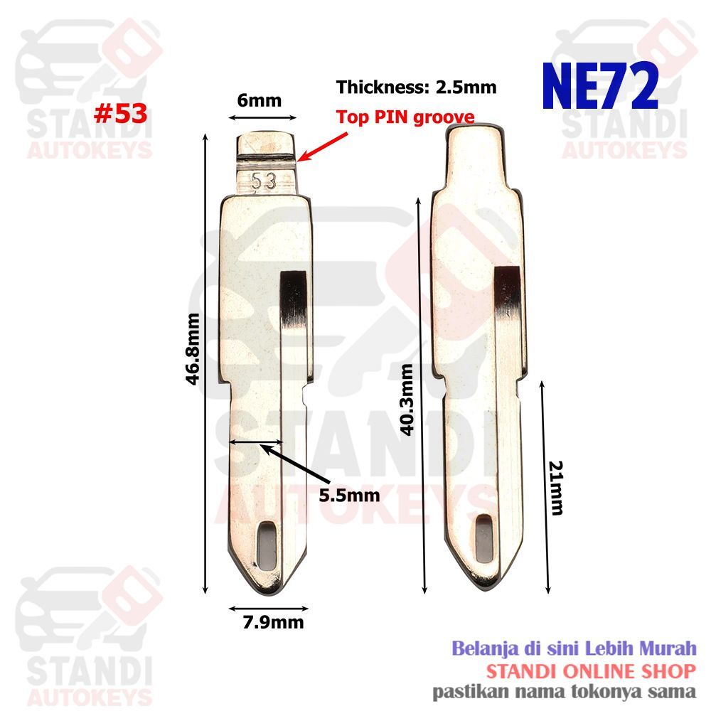 Batang Kunci Lipat Flip Key Anak Kunci Key Blade Peugeot 206 306 106 406 NE72