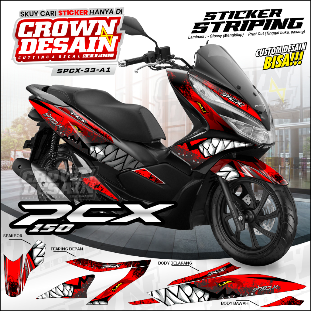 Stiker Striping PCX 150 Variasi Motif Decal Striping PCX 150 Bisa Custom Desain - SPCX