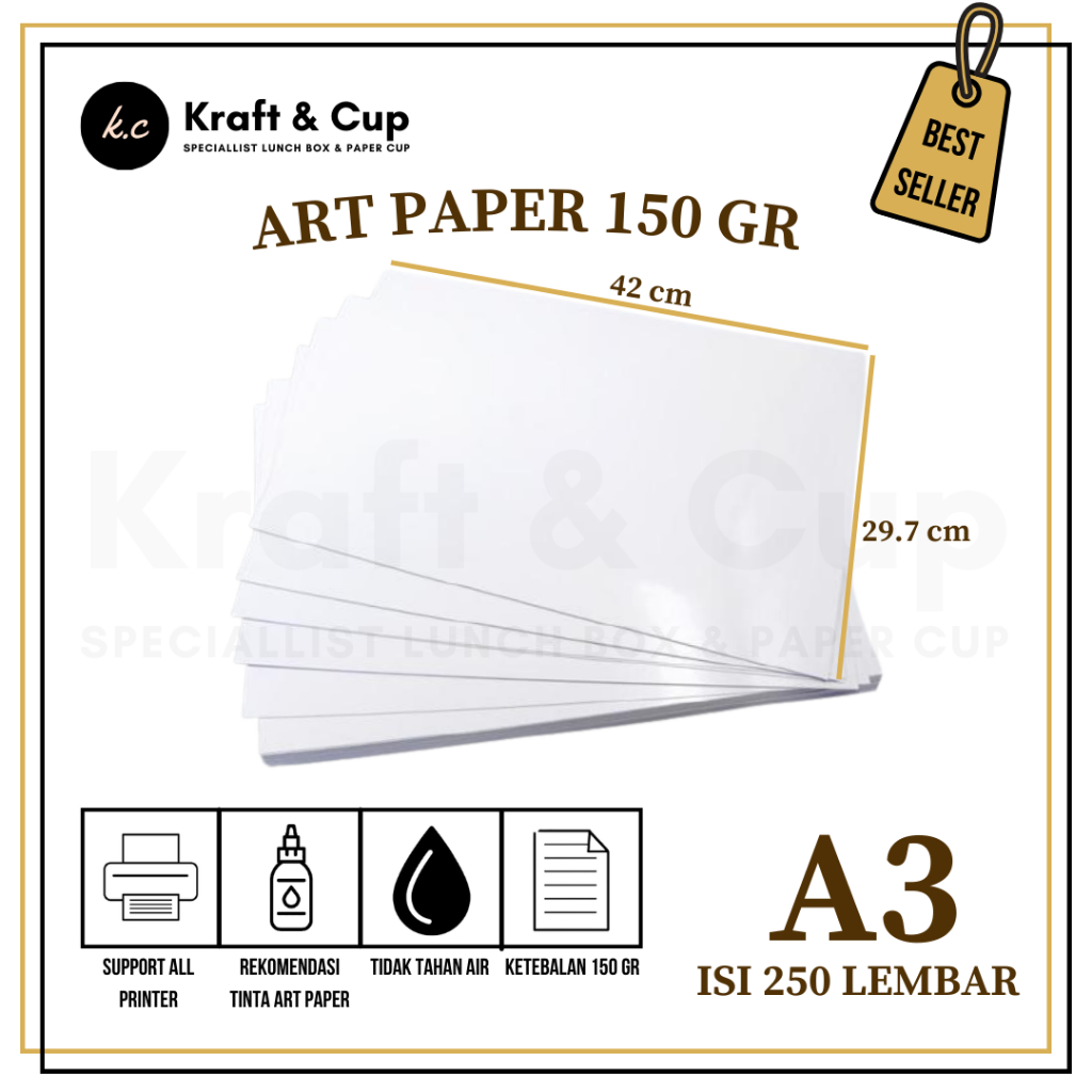 Kertas Art Paper A3 Dan A3 Plus 150 gsm isi 250 lembar / Kertas Art Paper 150 gsm A3 & A3 Plus