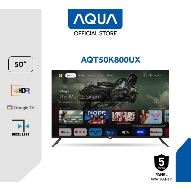 AQUA Japan LED Smart Google TV 50" 4K UHD HDR Smart TV AQT 50K800UX 50K800 50K