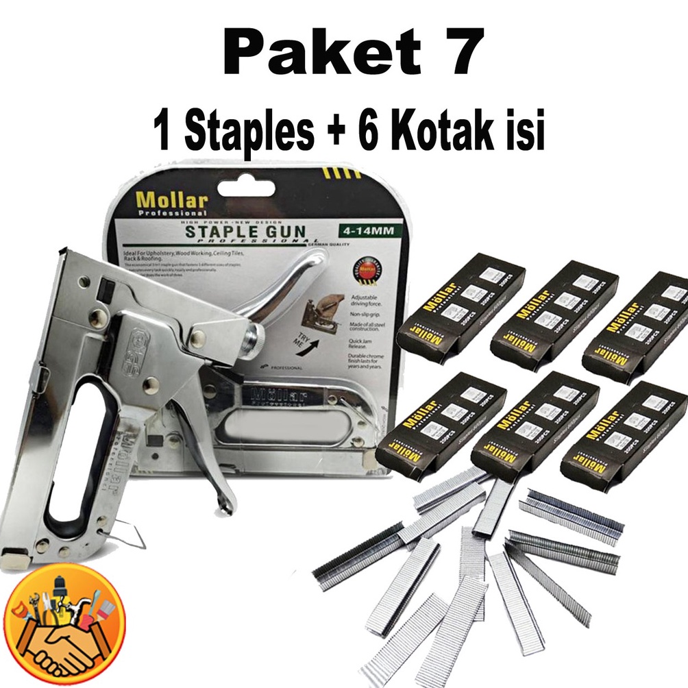 

Staple Tembak Tacker Staples Gun Stepler Hekter mollar 3in1 jok kulit kardus plus isi staples KODE Q4T8