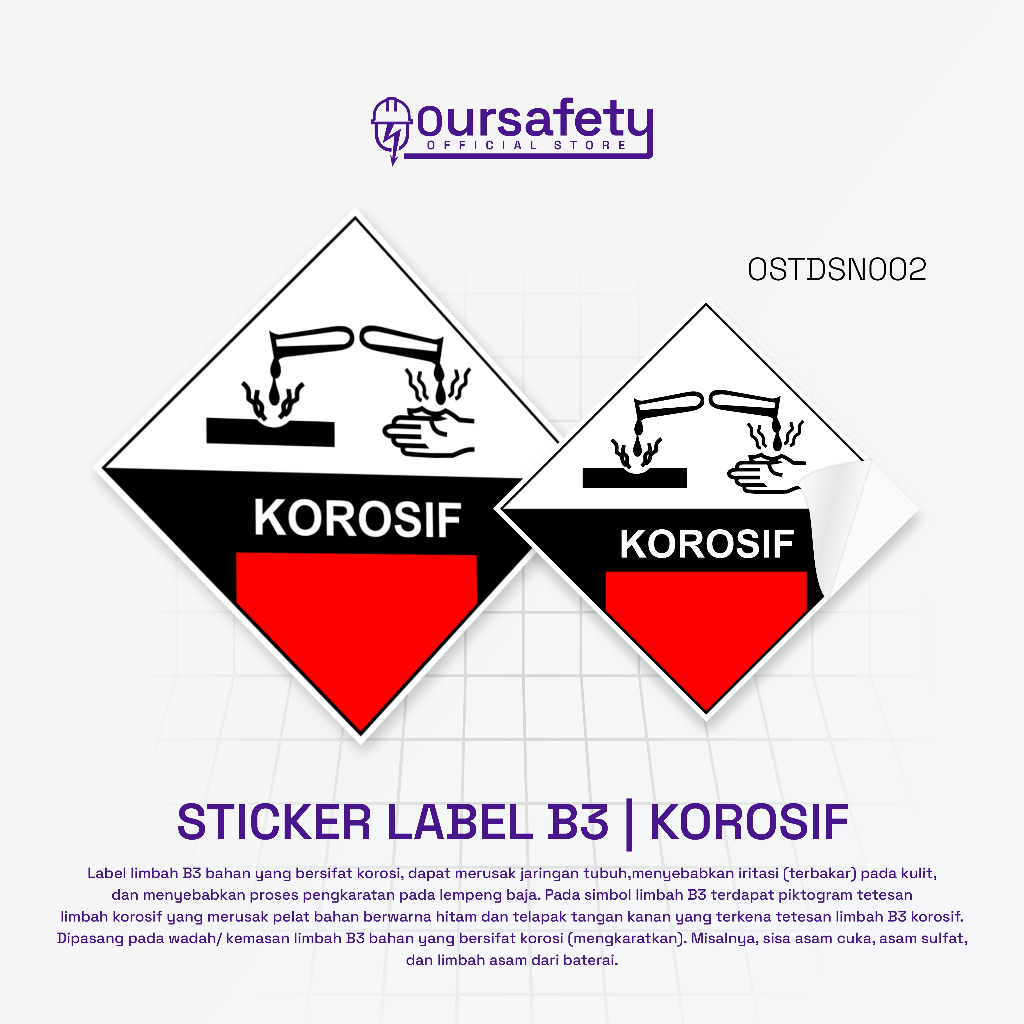 

Sticker Simbol Label Limbah B3 - KOROSIF , Kuat Tahan Air ( Waterproof )