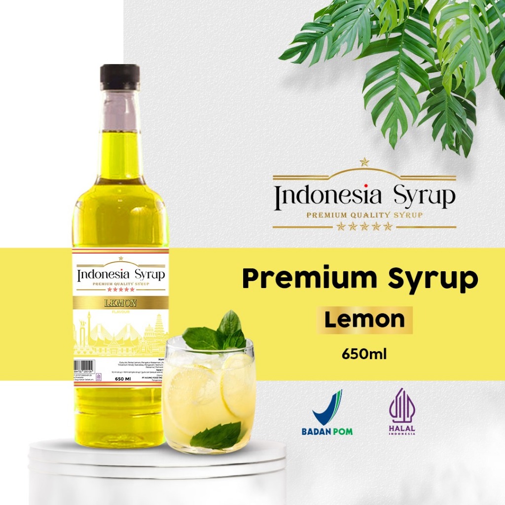 

Sirup Premium Rasa Lemon Minuman Sirop Flavoured Syrup Halal BPOM 650 ml Indonesia Syrup Omura Powder