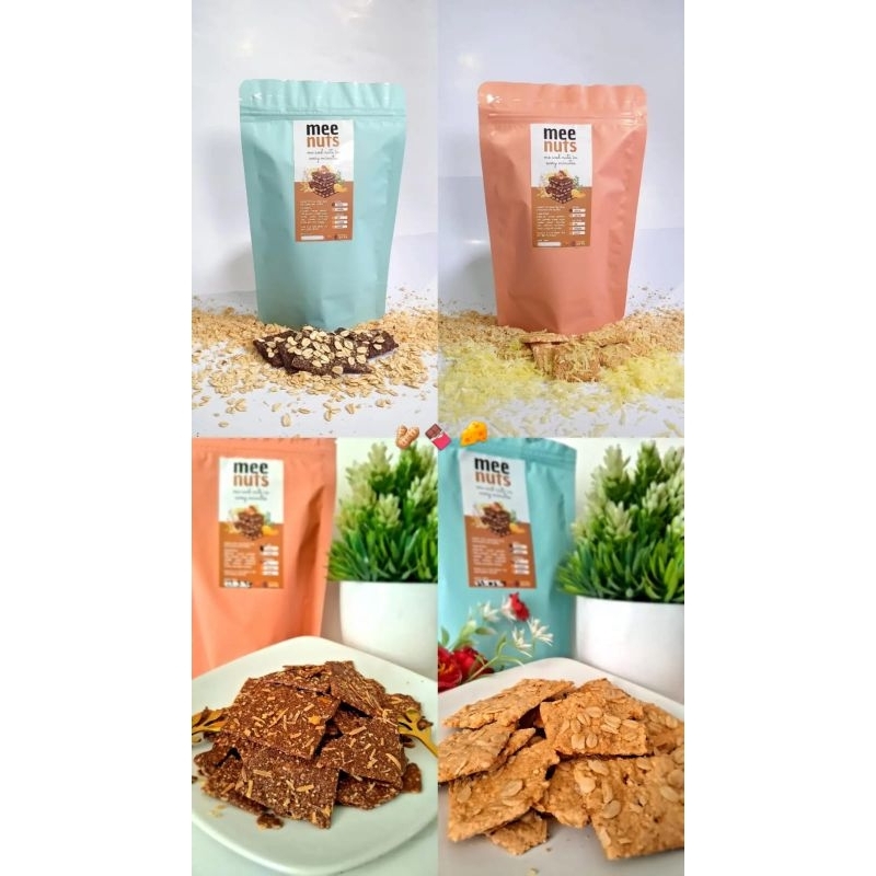 

[Ranelicious] Meenuts™ cemilan kekinian (kue, cookies, kukis) varian cokelat/vanilla; topping keju/oat