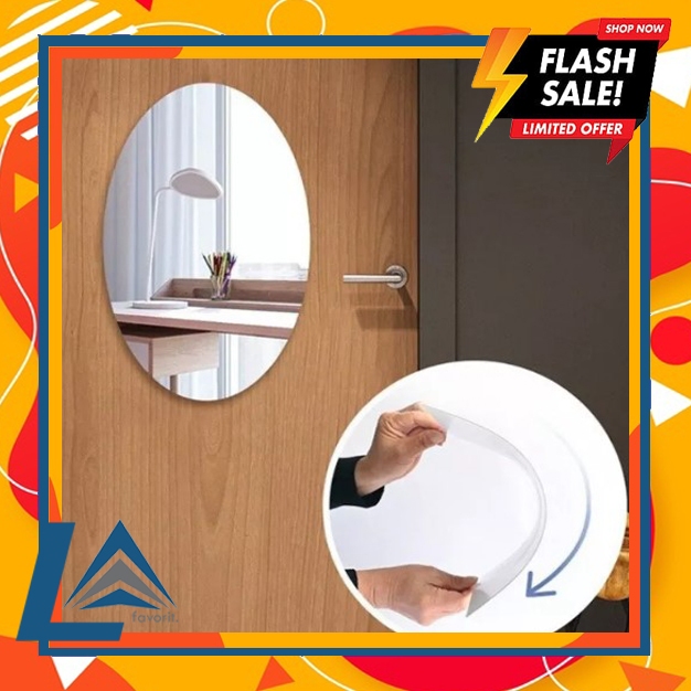 Stiker Cermin Dinding Oval Wall Sticker Acrylic Cermin Kaca Stiker Akrilik