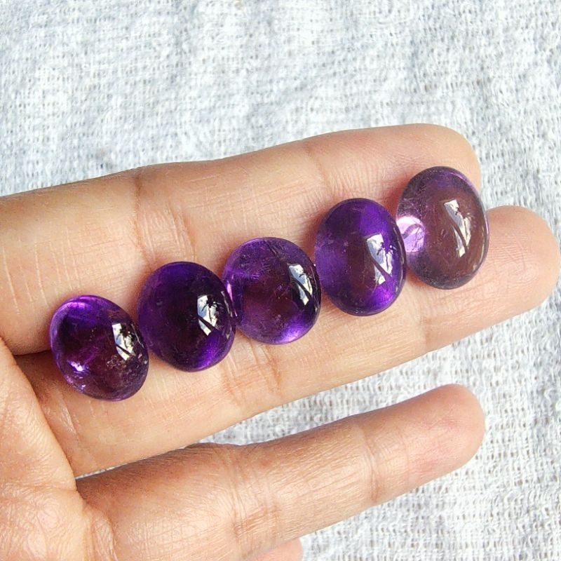Batu Permata Mulia Kecubung Ungu Tua Amethyst Oval Polos (I)