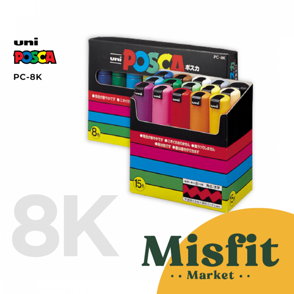 

UNI Posca PC-8K Acrylic Marker SET 8 15 Colors Thick Square Tip Spidol Warna Warni