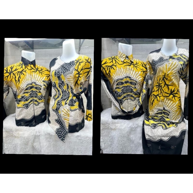 baju seragam/couple batik lengan panjang/pendek & tunik/blouse warna kuning