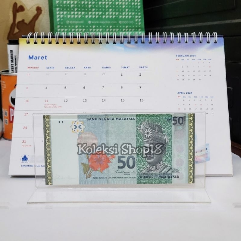 Koleksi Bingkai Akrilik Hiasan Pajangan Uang Malaysia 50 Ringgit