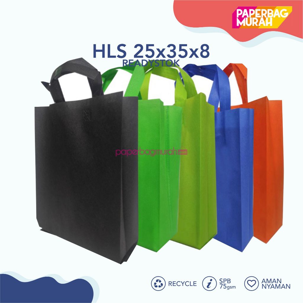 

Tas Furing Spunbond 35x25x8, 40x30x8 Goodiebag Murah Ready Stock Handel Lipat Samping 75gsm