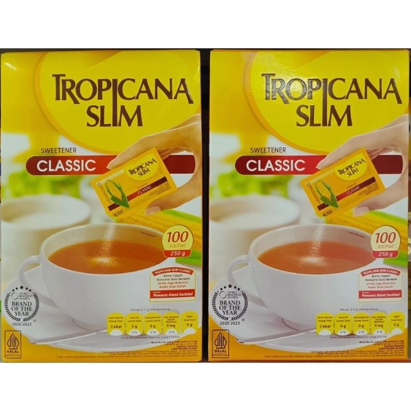 

Tropicana Slim Sweetener Classic 250gr Box (isi 100 Sachet × 2,5gr)