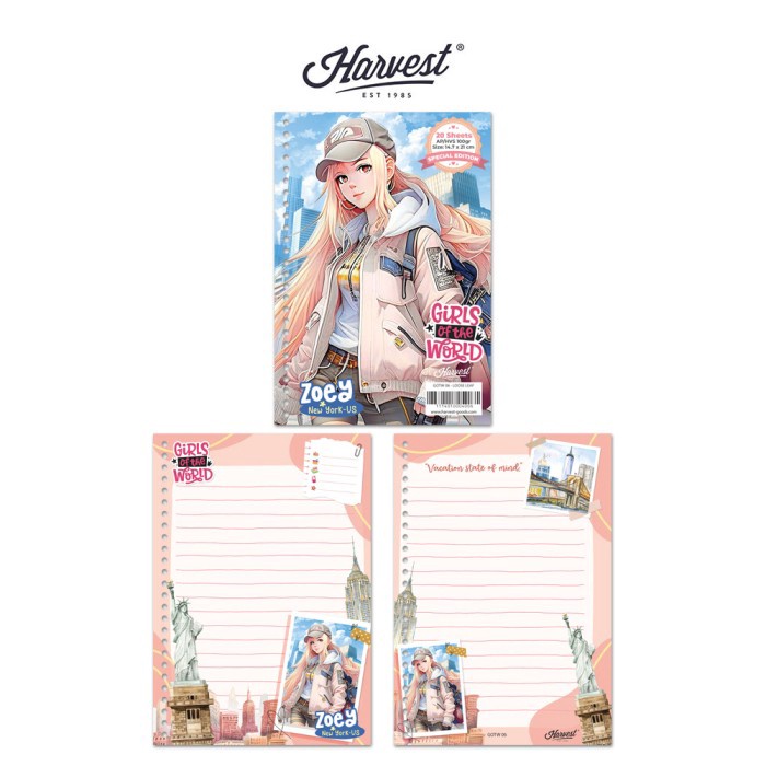 

LANGSUNG ORDER GAN Loose Leaf Kertas Binder Harvest A5 Girls of The World New York