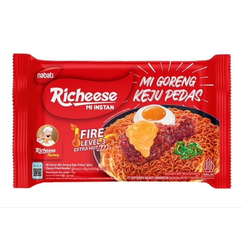 

Richeese Mie Instant Mi Goreng Rasa Keju Pedas Level 3 75gr