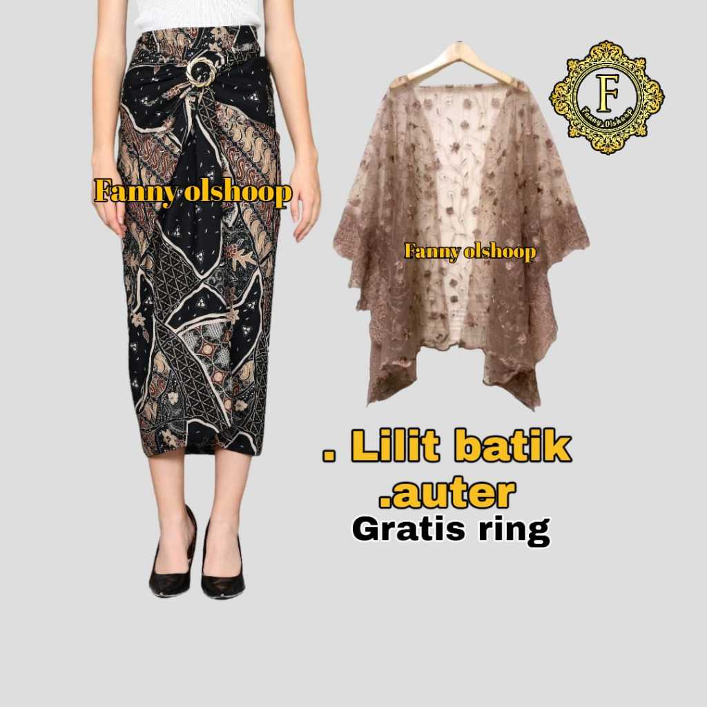 PAKET KOMPLIT OUTER KEBAYA+ROK LILIT+MANSET/SETELAN KEBAYA/ROK LILIT MODERN COCOK UNTUK KONDANGAN MO
