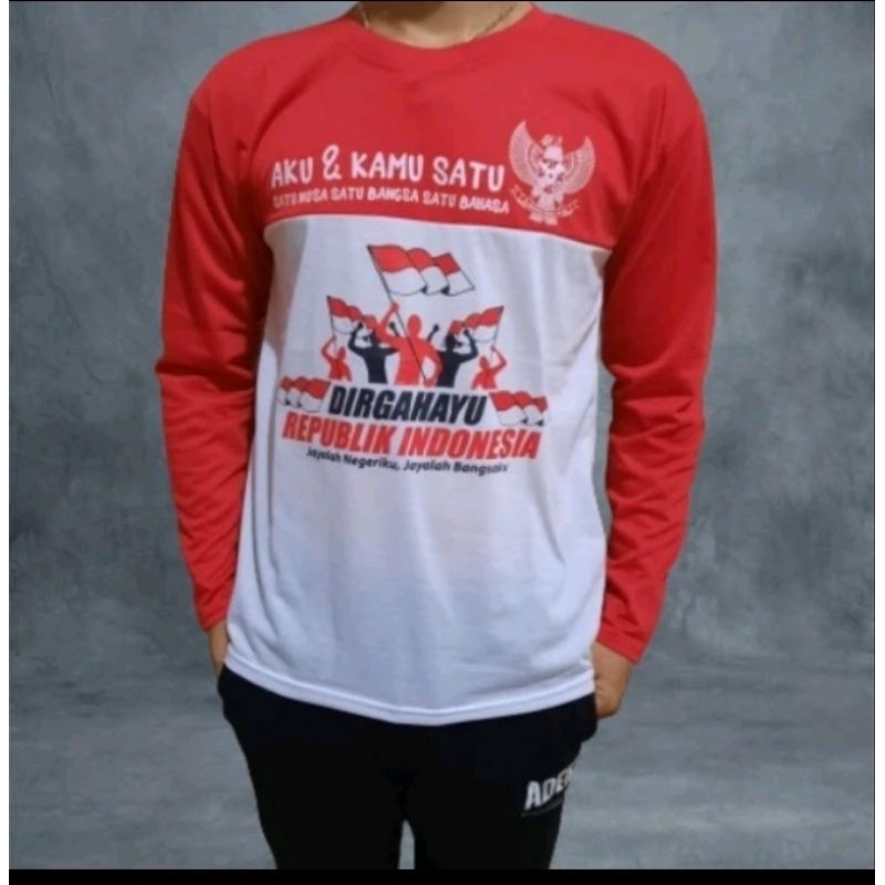 kaos Merah putih hut RI motif DIRGAHAYU INDONESIA