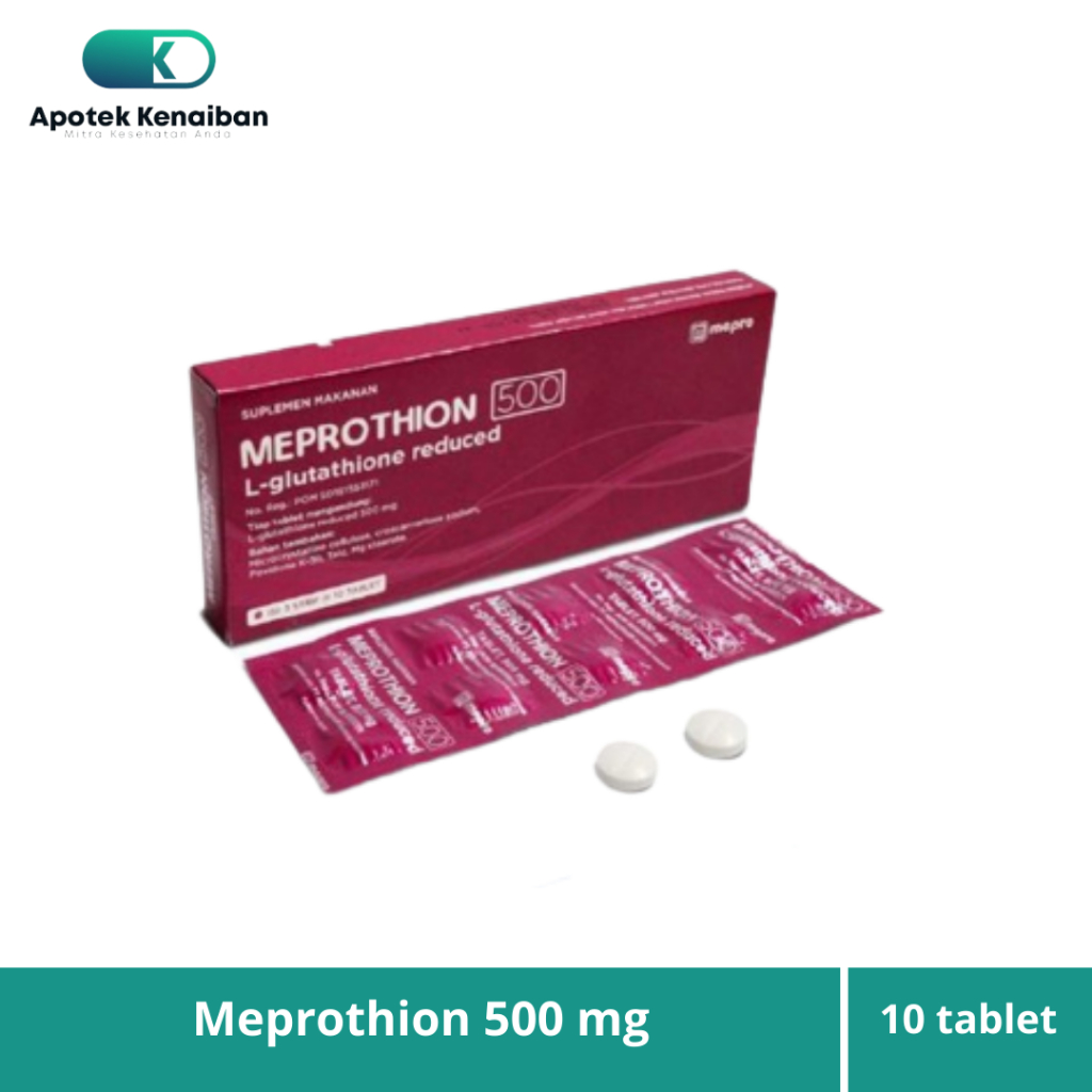 Meprothion 500 Mg 1 Strip 10 Tablet / L-Glutathione / Memutihkan & Mencerahkan Kulit