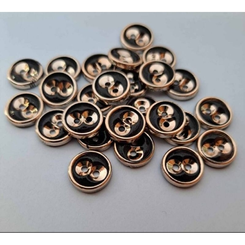 Kancing Baju Import Motif Mata Hitam List Emas Isi 100 PCS